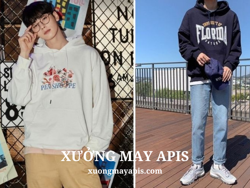 Áo hoodie, áo khoác jean và giày sneaker