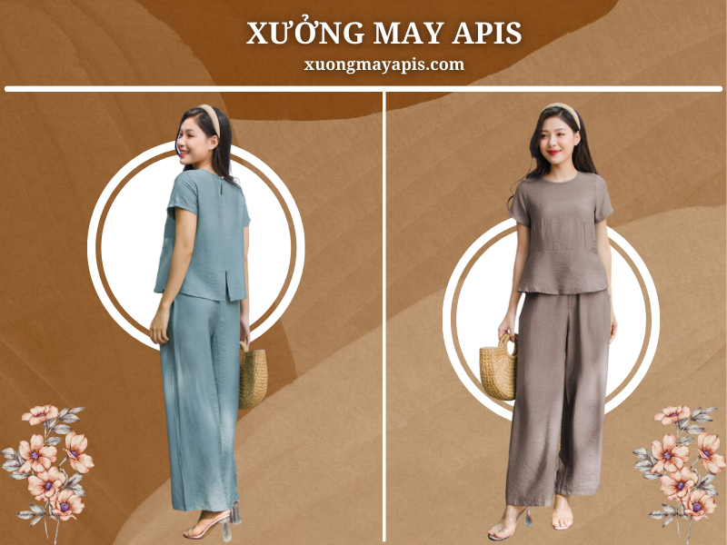 Đồ Bộ Mặc Nhà Vải Đũi Quần Dài Ống Sớ, Áo Ngắn Tay