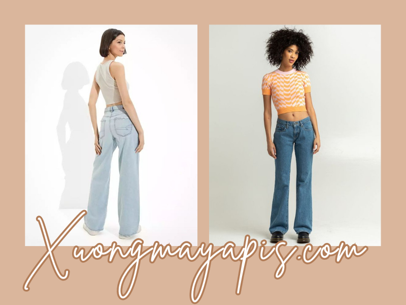 áo croptop và quần jeans ống loe