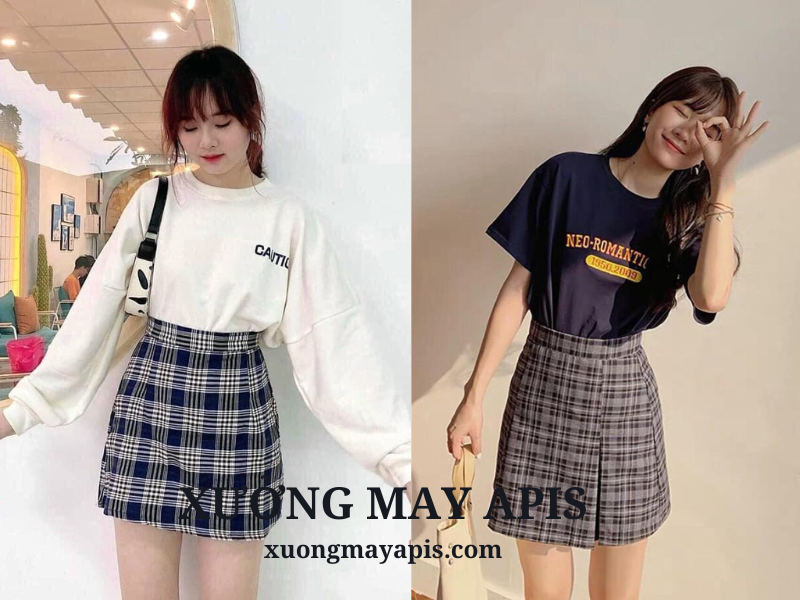 Chân váy chữ A phối cùng áo thun