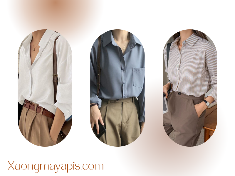Kết hợp với quần tây với áo sơ mi nữ công sở