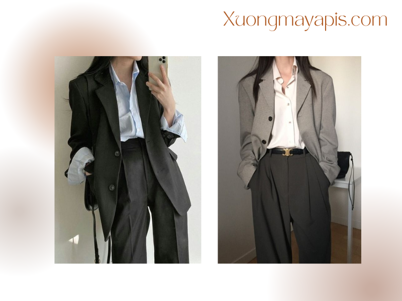 Phối áo sơ mi nữ công sở với áo blazer
