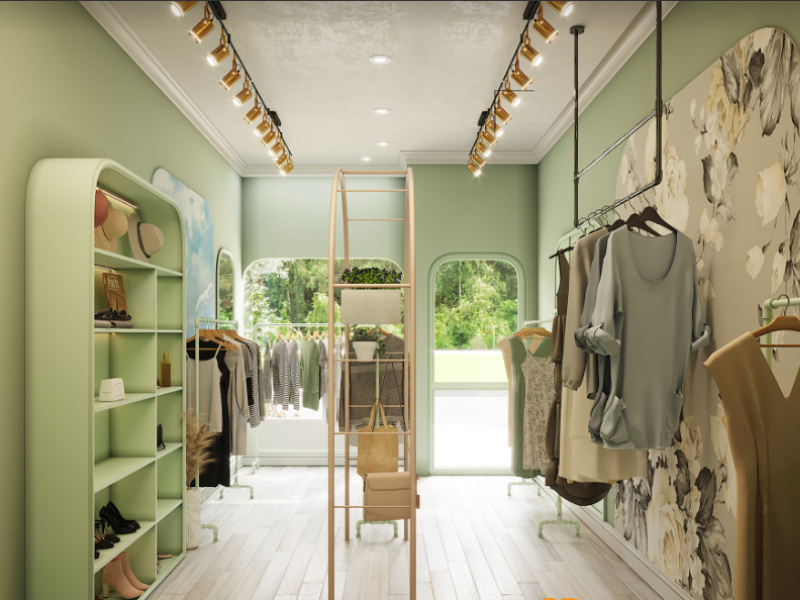thiết kế shop quần áo nữ nhỏ đẹp