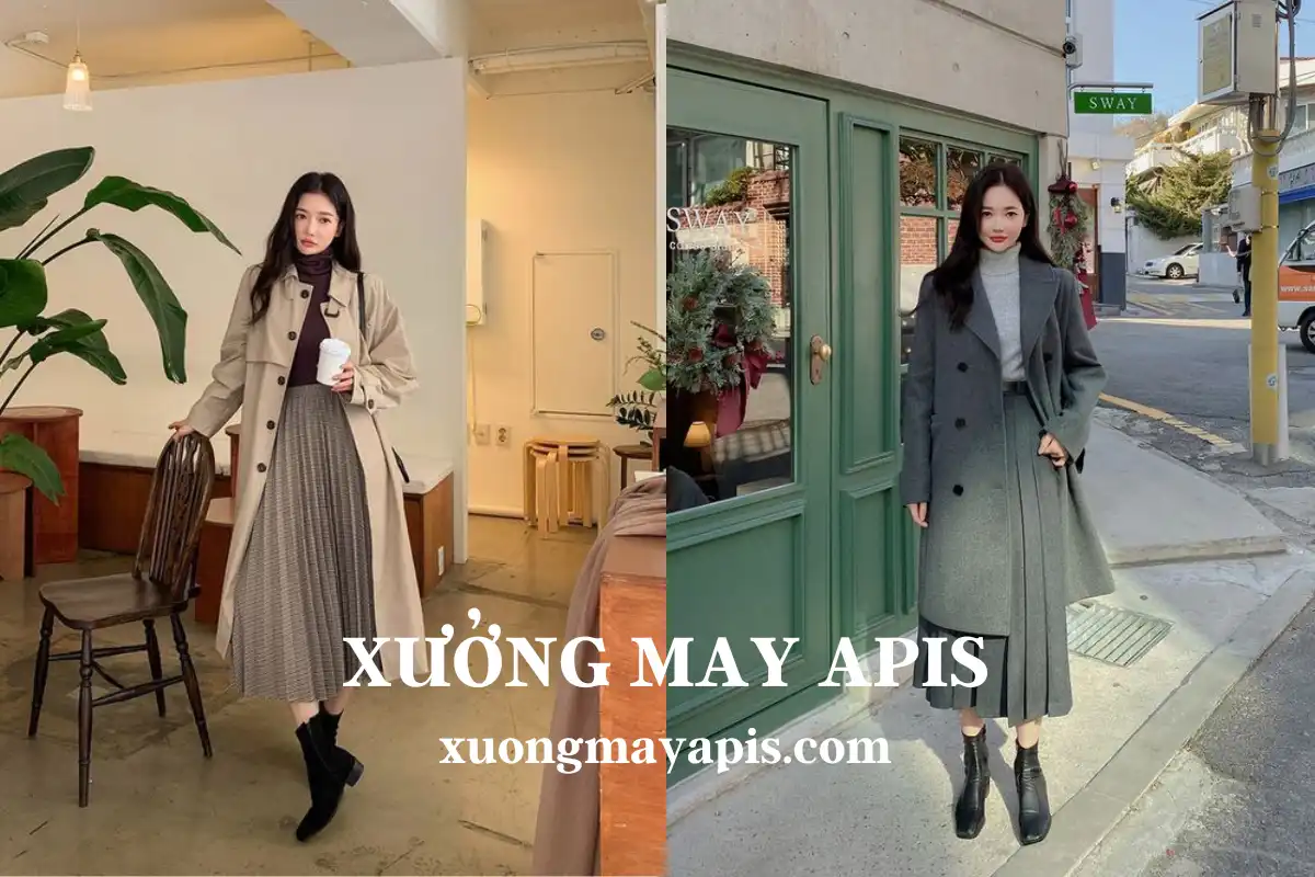 chân váy xếp ly dài