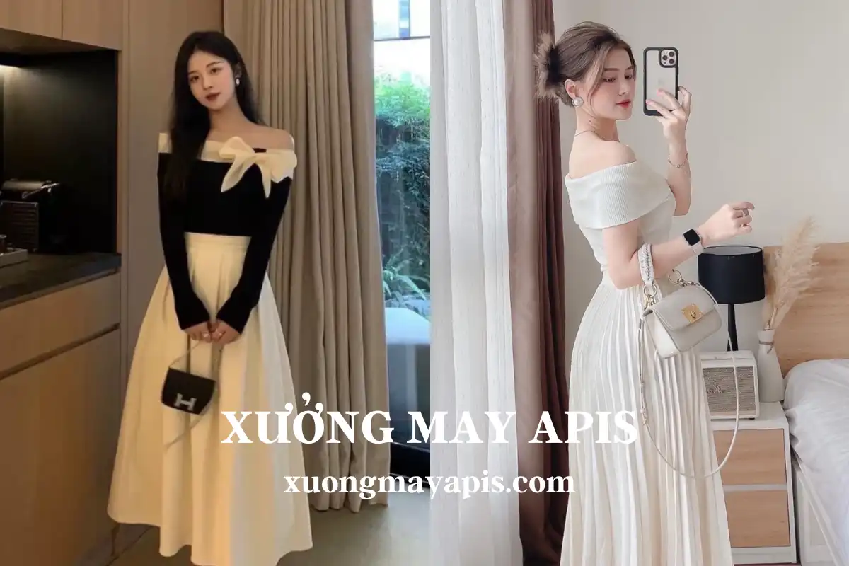 chân váy xếp ly dài
