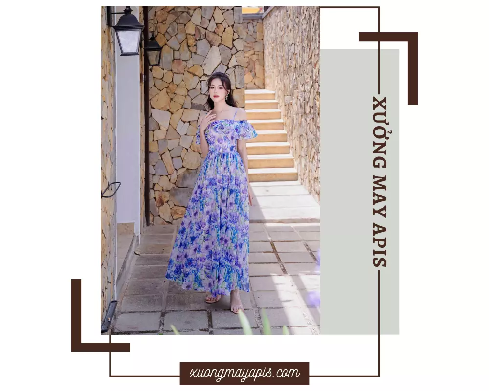 đầm maxi đi biển cách điệu
